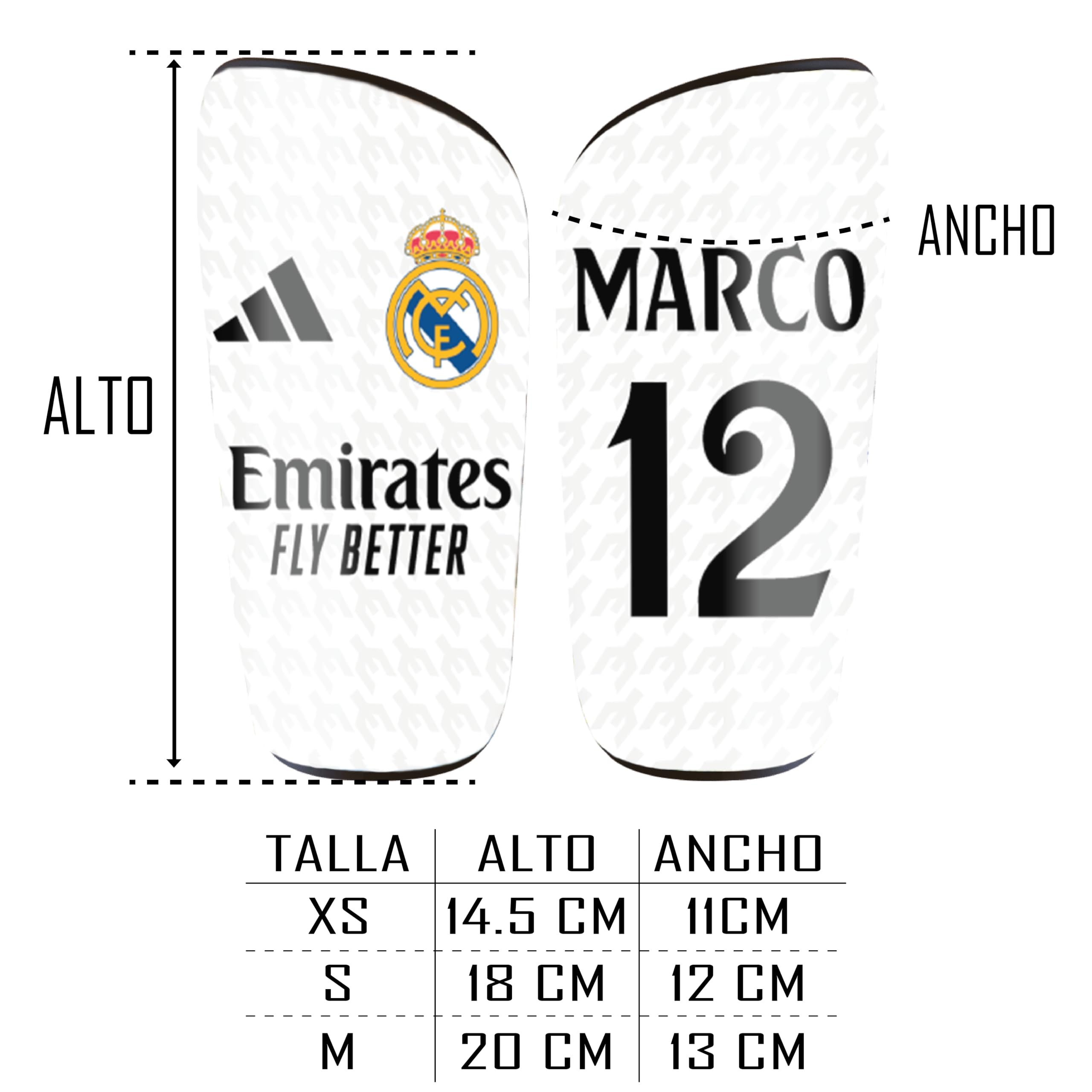 Espinilleras Personalizadas Futbol con Nombre y Dorsal para Niños y Adultos
