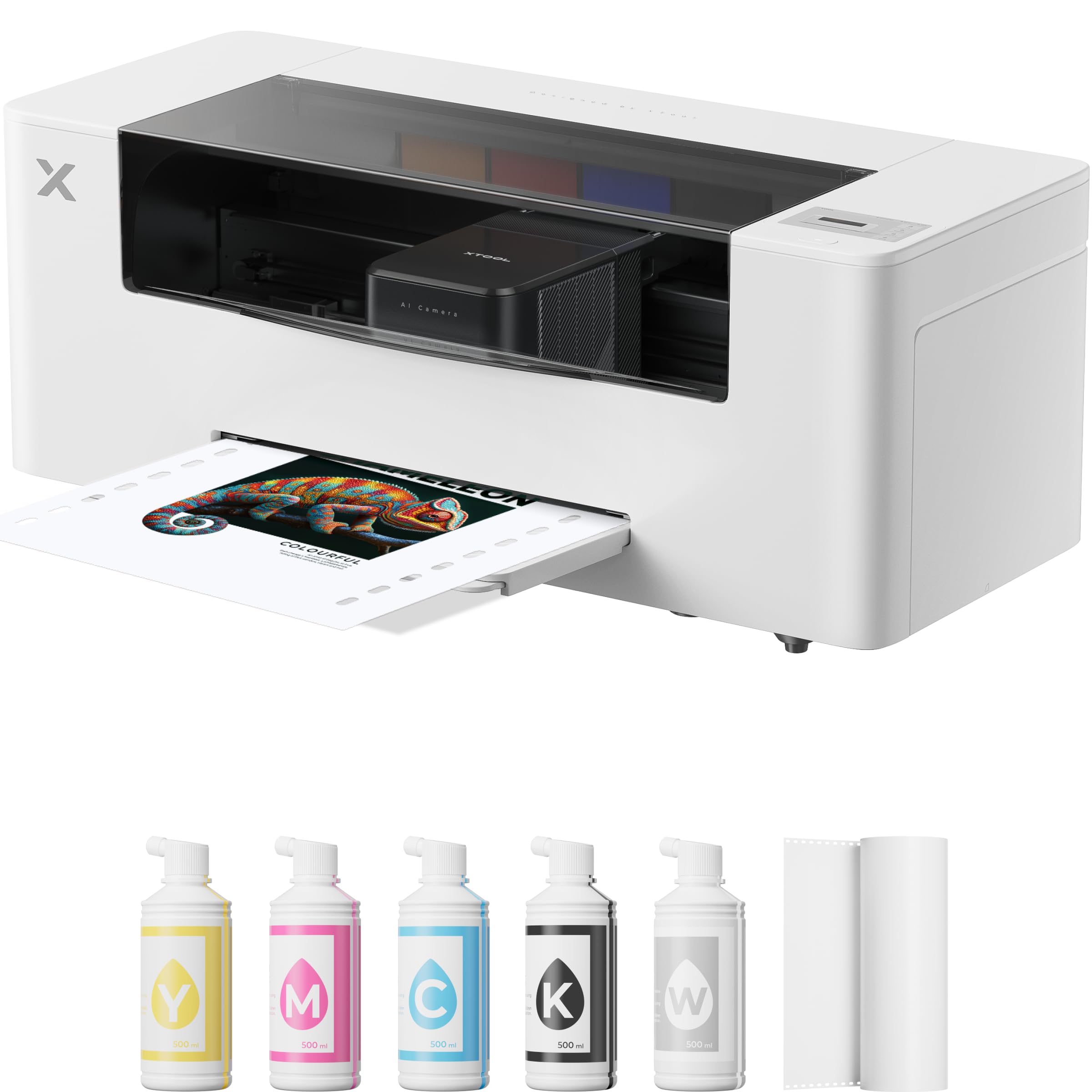 xTool Impresora DTF con Doble Cabezal I1600, A3 356mm, Mantenimiento Automático 24/7, 720×1800 dpi HD, Compatible con Win & Mac Rip, Calibración AI para Todo Tipo de Tejido