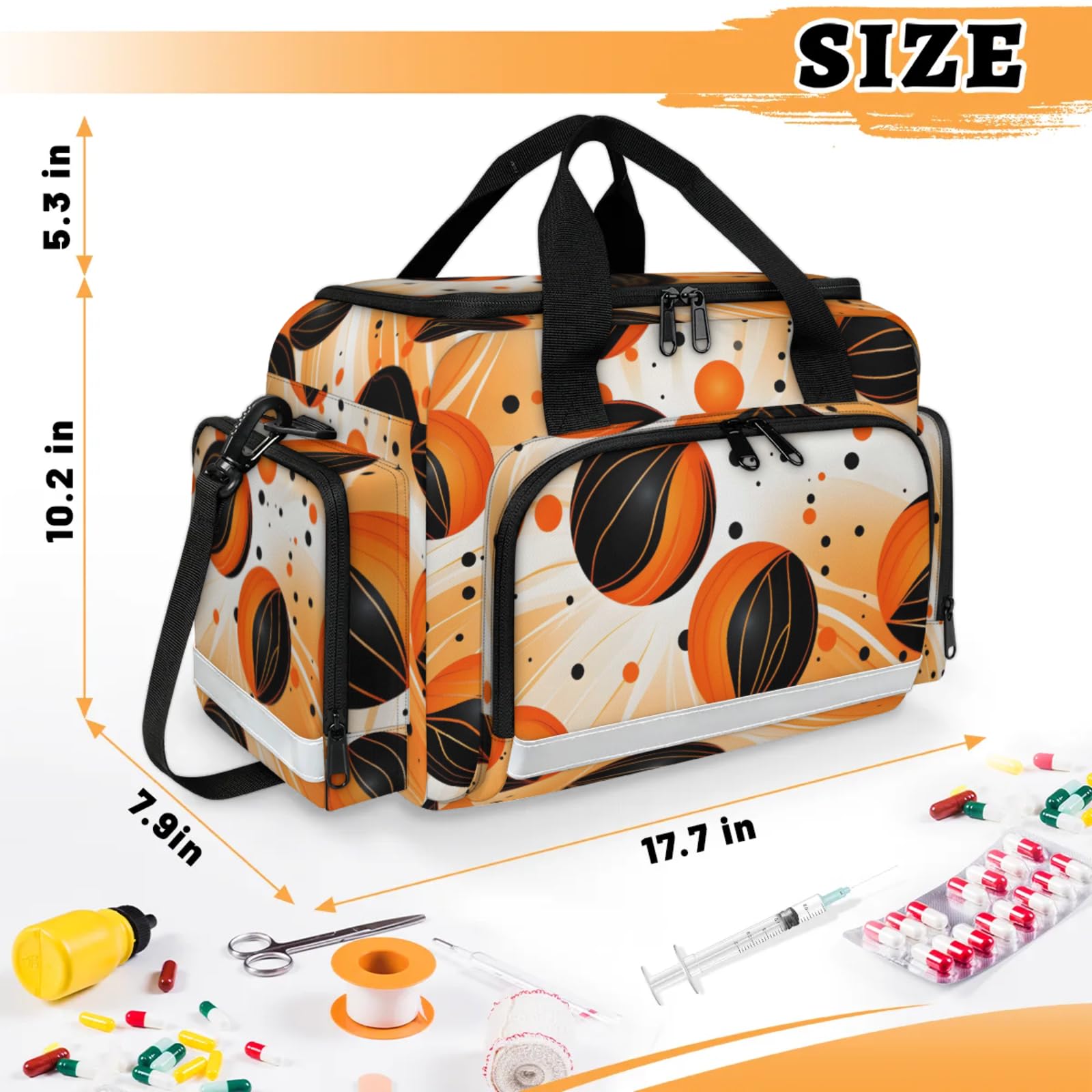GzLeyigou First Aid Bags Empty, Orange Baseball Emergency Bag First Aid Kit Multiple Compartment Kit Carrier On Call Trauma Bag For Paramedics Emergency Medical Supplies Kit