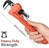 Vista 19 de Jetech 12-inch Heavy Duty Straight Pipe Wrench, Adjustable Aluminum Plumber with Floating Hook Jaw and I-Beam Handle, Red