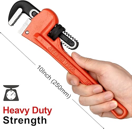 Miniatura 5 de Jetech Llave de tubo recta resistente de 14 pulgadas, llave de fontanero de aluminio ajustable con mandíbula de gancho flotante y mango en I, color