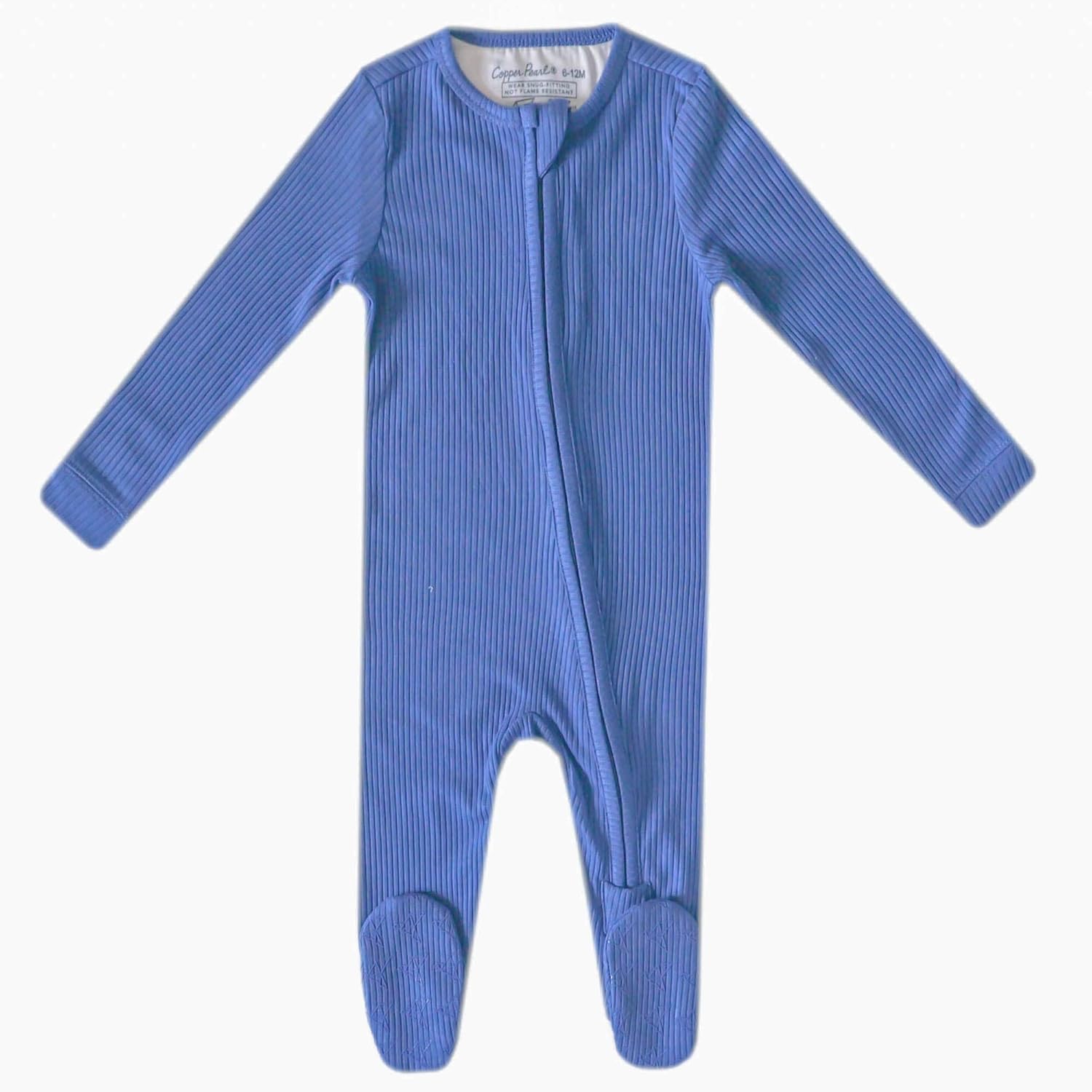Copper Pearl Indigo Zip-Up Footie Baby Pajamas: Ultra-Soft Boys & Girls Pajamas, Premium Knit Fabric, Tag-Free, Two-Way Zipper, Size 3-6 Months