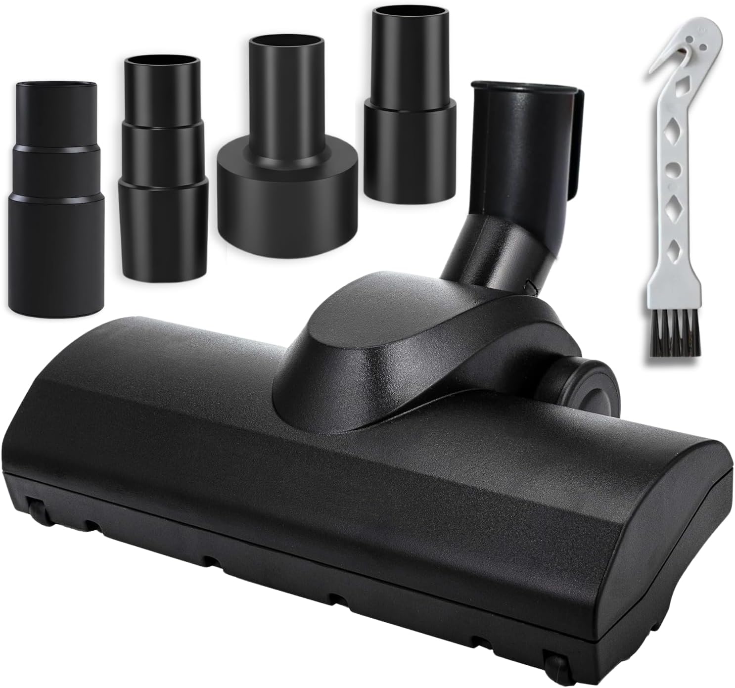 for Shop Vac Turbo Brush Head Vacuum Attachment for Rugs/Low-Pile Carpet/Hard Floor with Universal Hose Adapter Kit Fits 1-1/4'', 1-1/2'', 2-1/4'' & 1-3/8'' Hoses, Attachments for Pet Hair Removal