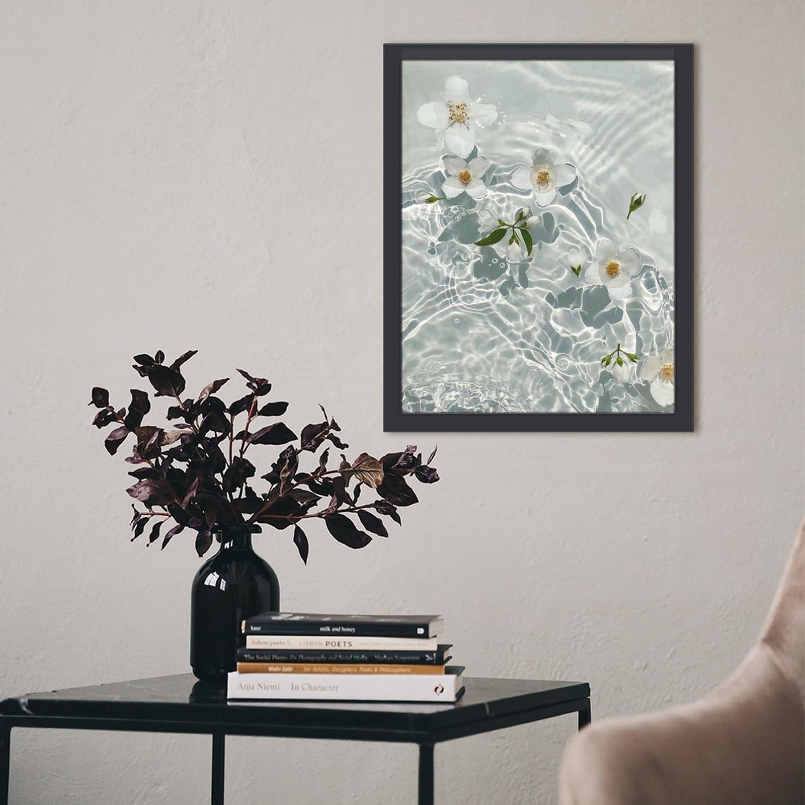 Amazon.co.jp: 水に浮かぶ白い花 絵画 絵 自然の静けさ 壁紙 アート