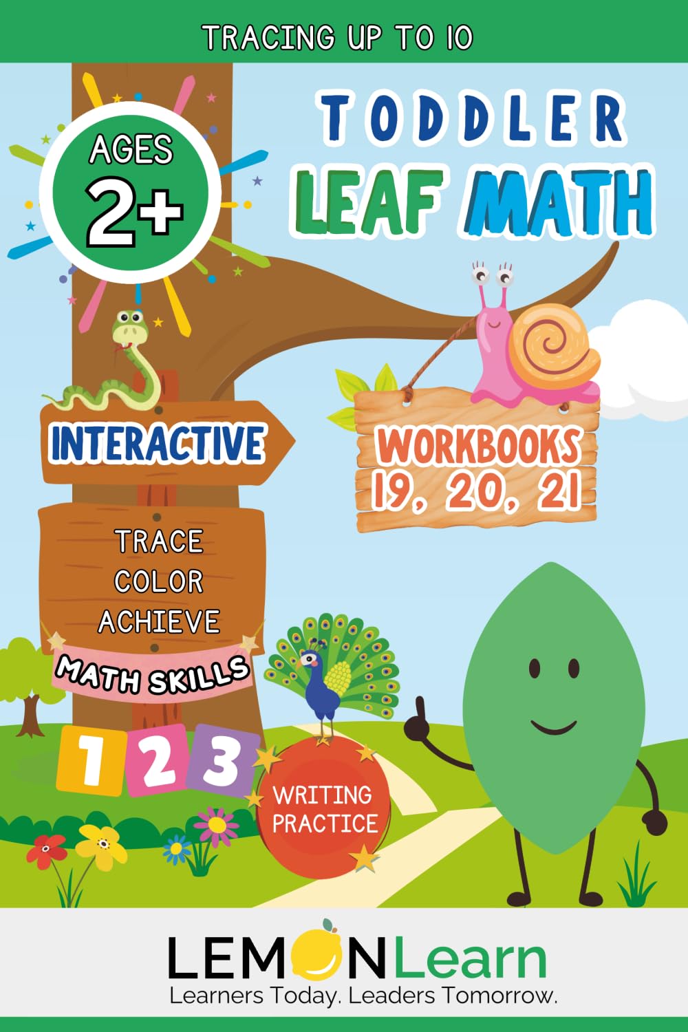 Toddler Leaf Math Workbooks 19, 20, 21 Tracing up to 10: Interactive Trace, Color, Achieve Ages 2+