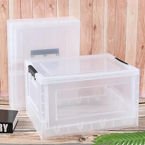 Miniatura 4 de Anbers Cajas de almacenamiento de plástico transparente de 30 litros con tapas, contenedores de almacenamiento plegables, paquete de 4, F5683-4-AN-4