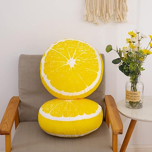 Miniatura 2 de Fruit Pillow Home - Cojín redondo con forma de cojín de felpa (15 pulgadas, amarillo - limón)