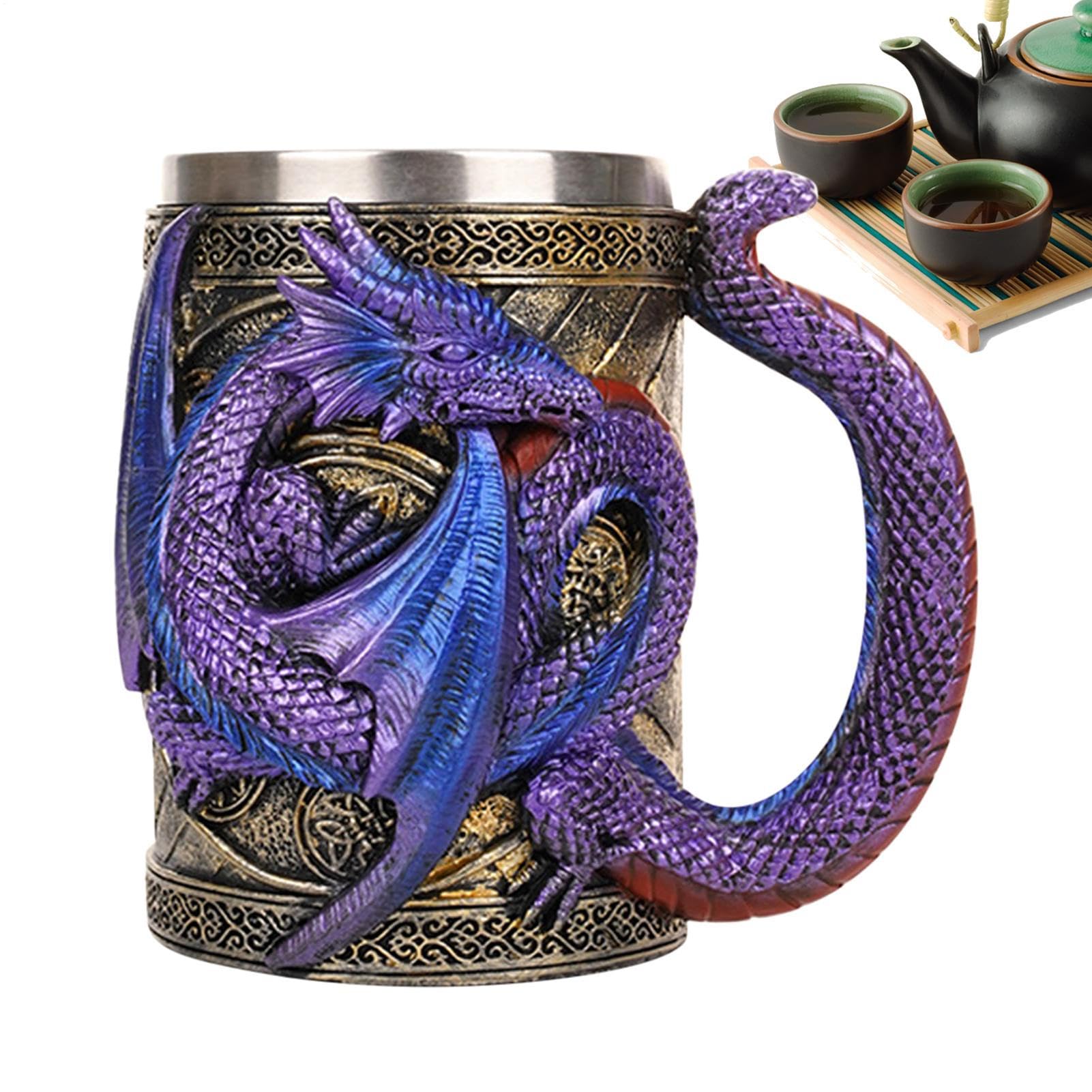 Taza de dragón en relieve 3D para tus noches de juegos de rol y café