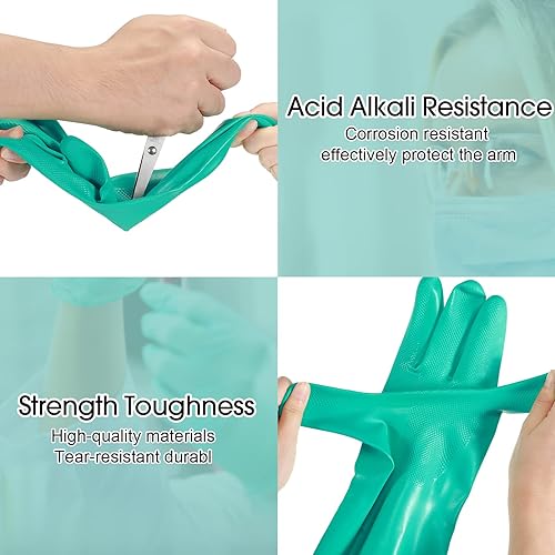 Miniatura 3 de 20 pares de guantes resistentes a productos químicos, guantes de nitrilo gruesos de servicio pesado a granel para limpieza, resisten ácido