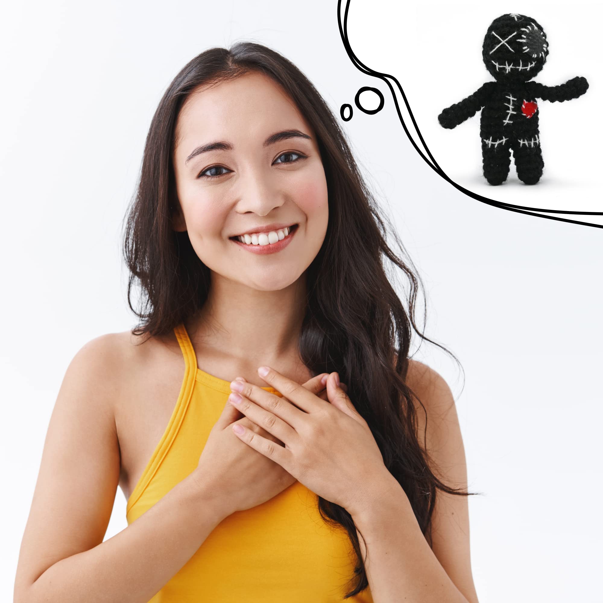 Bambolina Voodoo in Barattolo 10cm Fatta a Mano Nero Regalo Divertente