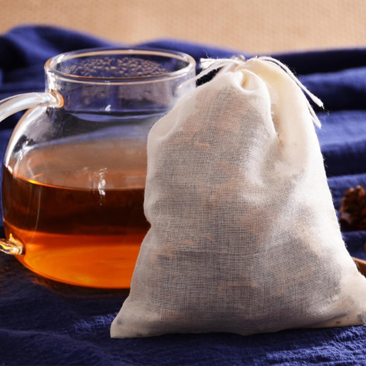 30 Pcs Drawstring Strainer Filter Bag, Cotton Reusable 15x20cm