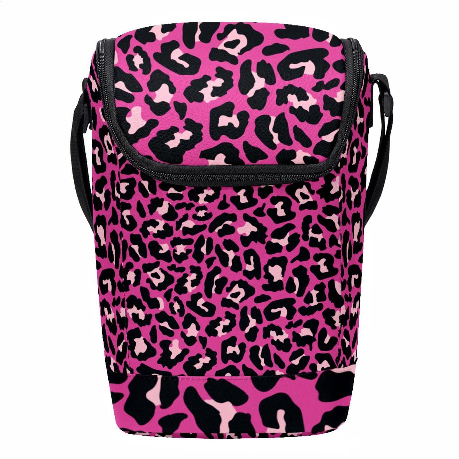 Lonchera grande de leopardo con asa bandolera térmica para alimentos