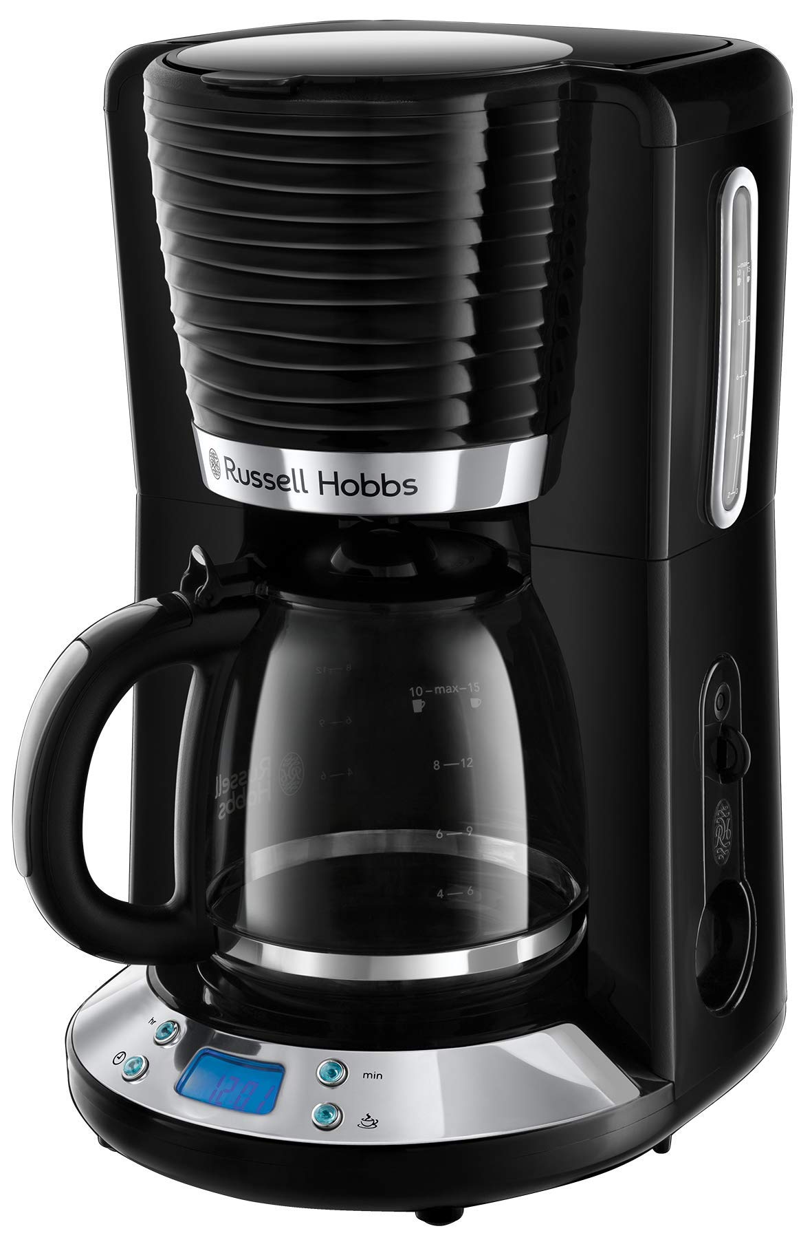 Russell Hobbs 24391 Inspire Filter Coffee Machine, 1.25 Litre Carafe (10 Large Cups), High Gloss Black with Chrome Accents, 1100 W
