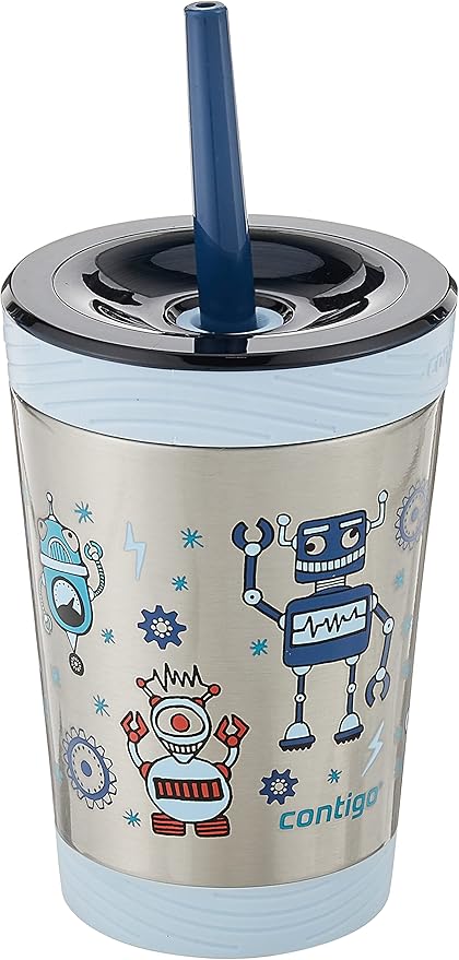 Amazon Contigo Contigo こぼれ防止 子供用 サーモロック ステンレススチール タンブラー ストロー付き 12オンス 航海 ロボット付き Contigo タンブラーグラス 通販