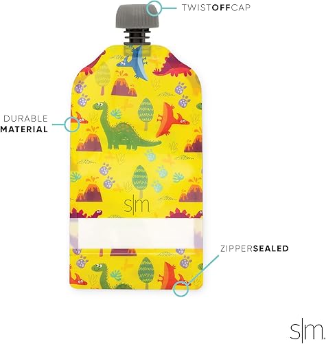 Miniatura 7 de Simple Modern Sesame Street Bolsas reutilizables de comida para bebés para niños pequeños, plástico sin BPA, aptas para alimentos, aptas para