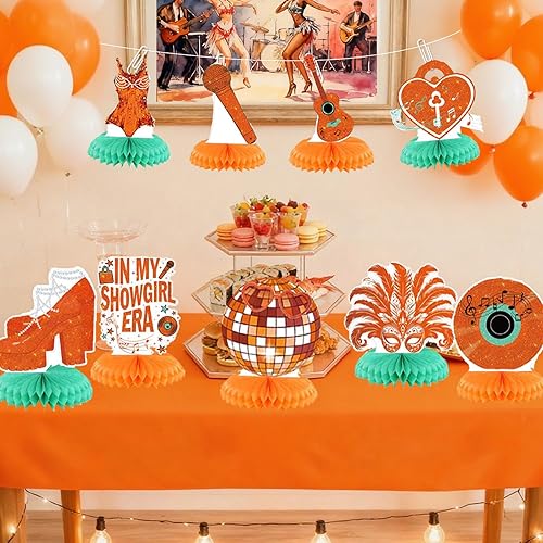 Miniatura 7 de Decoraciones para fiesta de cumpleaños de niña en My Showgirl Era, centros de mesa de panal de abeja Showgirl, decoraciones de mesa para fiesta de