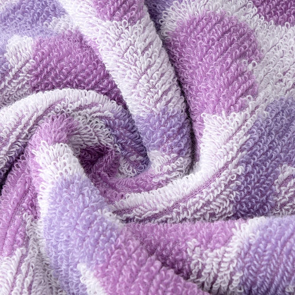 YiLUOMO Purple Tulips Pattern Hand Towel Set of 2 Highly Absorbent Quick Dry 100% Cotton Decorative Hand Towels for Bathroom Hotels Spa 13" X 29" - Image 9