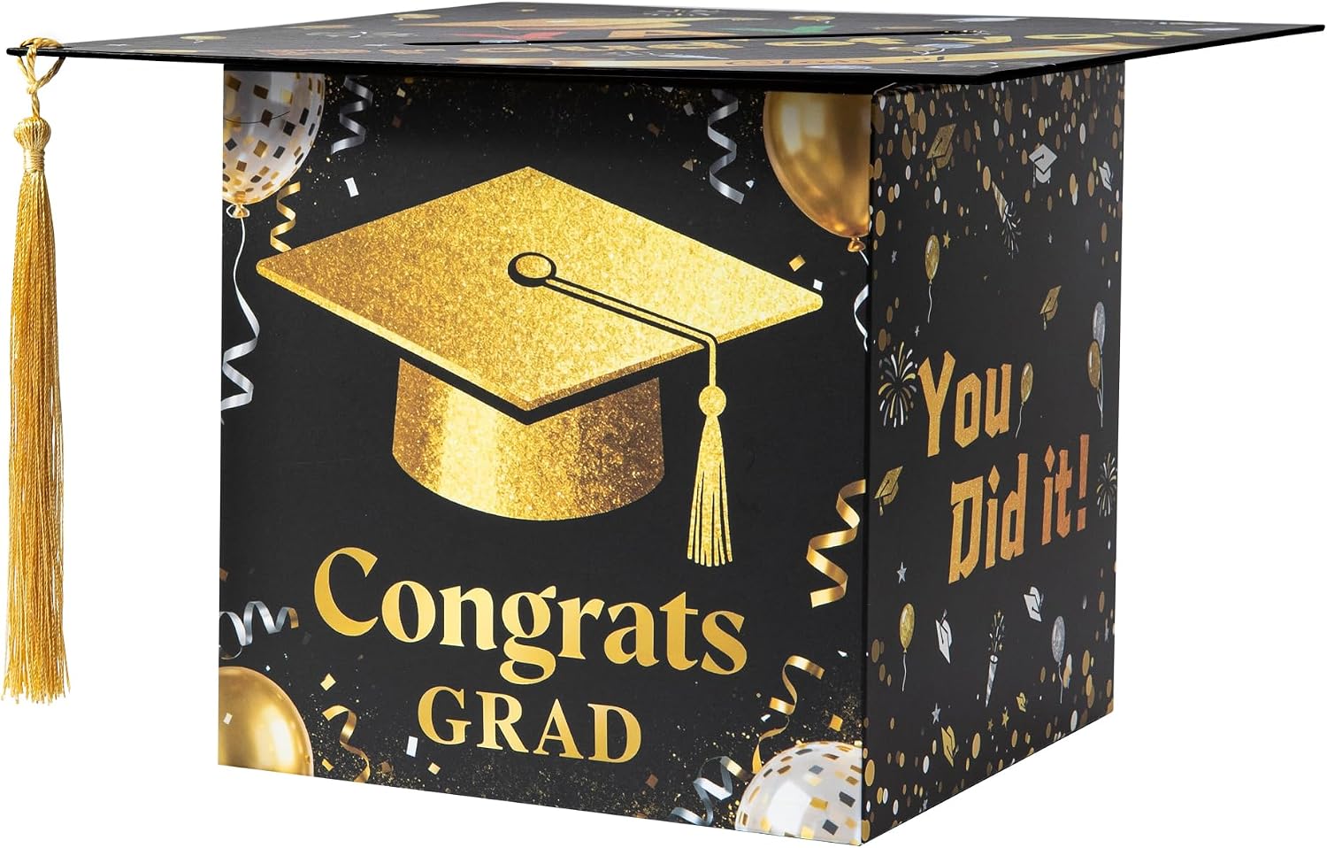 APLUSWER Graduation Card Box with Golden Tassel, Graduation Decorations 2026 Graduation Cap Card Box for Senior Night Graduation Gift Graduation Party Favors Decor Party Supplies