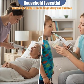 Handheld Suction Pump Manual Suction Device with Disposable Tube for Home Care, First Aid Kits, Training
