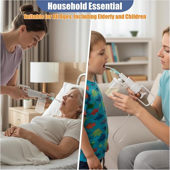 Handheld Suction Pump Manual Suction Device with Disposable Tube for Home Care, First Aid Kits, Training