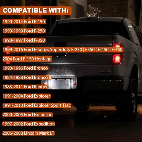 Miniatura 7 de GLEEMAX Conjunto de lámpara LED para placa de matrícula con tubo de neón OLED rojo compatible con Ford F150 F250 F350 F450 F550 Super Duty Ranger