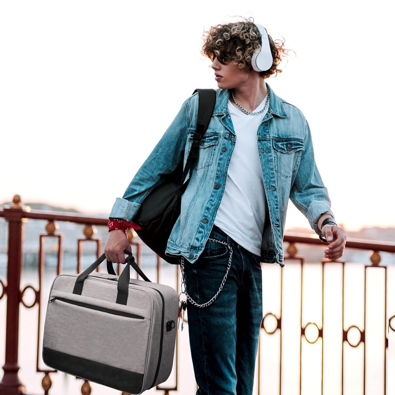 Torba na mikser audio, etui na sprzęt DJ, 15,75 x 12,99 x 12,99 x 6,1 | odporny na zarysowania przechowywanie z odpinanym paskiem na ramię do kabli, mikrofonów, przewodów, podcastów, urządzeń
