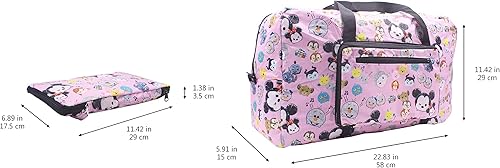 Miniatura 6 de Finex Personajes de dibujos animados plegable fácil de llevar bolsa de viaje para aviones con correa ajustable, Rosa (Mickey Minnie)