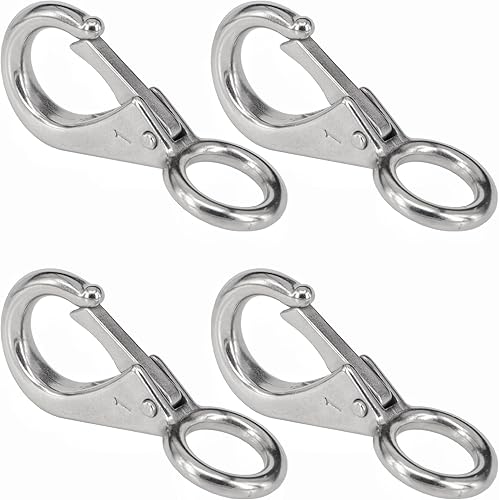 Miniatura 15 de Stainless Steel 316 Spring Snap Hook – Fixed Eye Clip for Boat, Flag Pole, Keychain, Car Keys Rustproof Snap Shackle with High-Strength Locking
