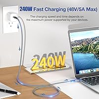 Vista 2 de UseBean Cable USB C 3.2 Gen 2 de 3.3 pies [2 paquetes], cable USB C a USB C de 240 W, cable de carga rápida tipo C PD tipo C, video 4K de 20 Gbps