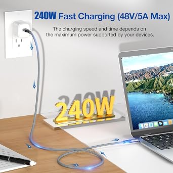 20Gbps USB C 3.2 Gen 2 Cable 6.6ft 2Pack, 240W USBC to USBC Charging Cable | 4K Video Monitor Display Cord, Type C Fast Charger Cord for Galaxy S25/S24, MacBook, iPad Pro, iPhone 17 16 15 Pro Max