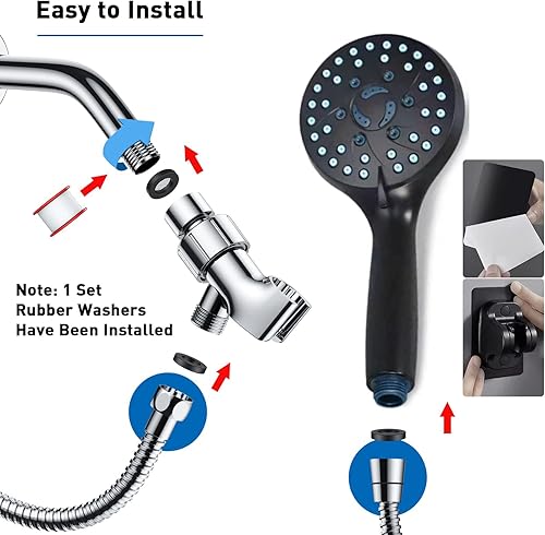 Miniatura 8 de Cabezal de ducha de alta presión con 7 modos de mano, boquillas antiobstrucciones, rociador de ahorro de agua, potente cabezal de ducha de lluvia