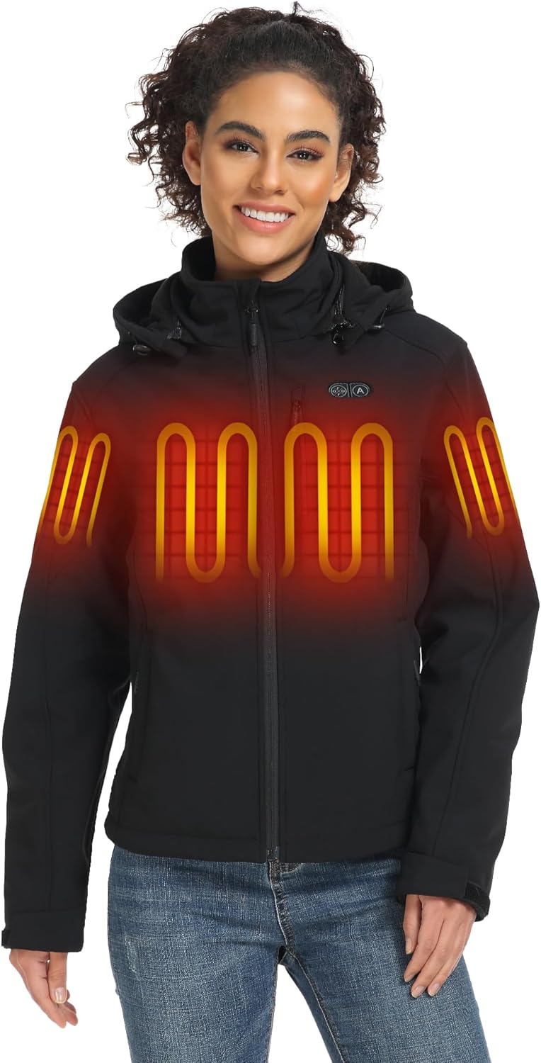 ORORO Women's Dual Control Heated Jacket with 5 Heat Zones, Up to 20 Hours of Warmth