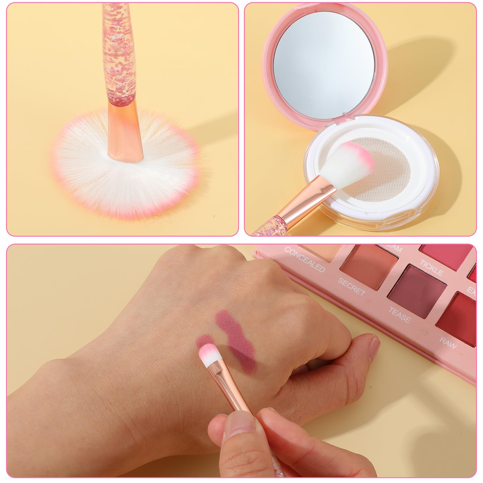 Lot de 20 pinceaux de maquillage en cristal pailleté pour correcteur, fard à paupières, eyeliner, fond de teint, cosmétique, estompage des lèvres, pinceaux synthétiques pour femme avec poignées