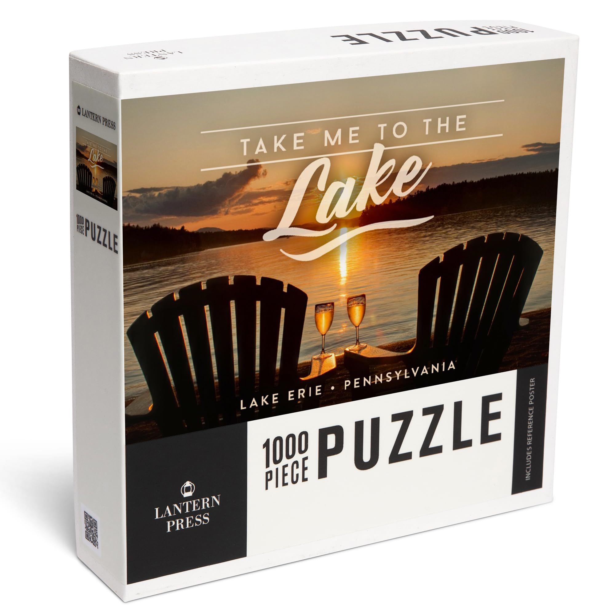 Lantern Press Erie, Pennsylvania, Take Me to The Lake, Sentiment, Sunset View 1000 Piece Jigsaw Puzzle for Adults, Made in USA with Reference Poster
