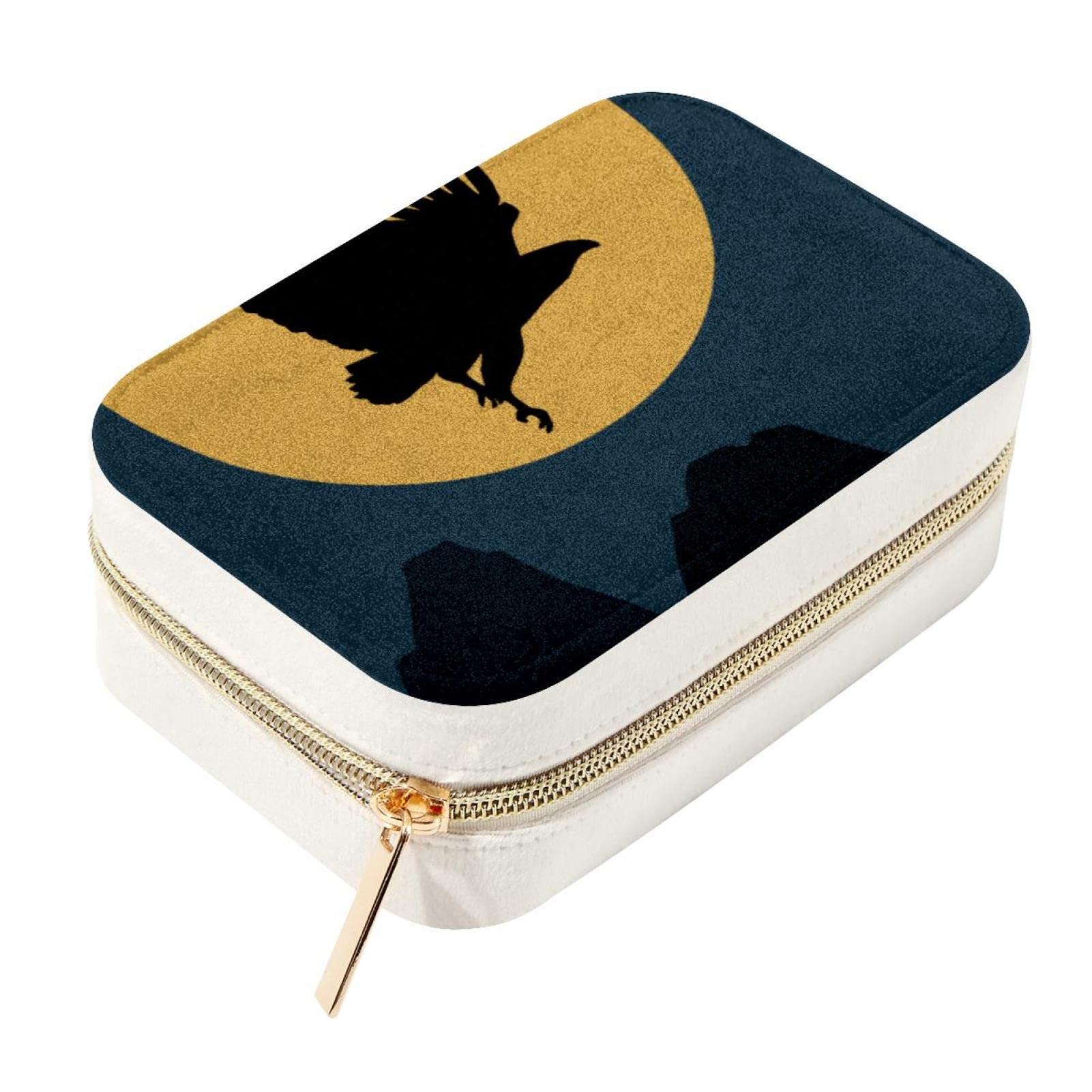 Boîte à bijoux oiseaux de nuit : organiseur de voyage double couche pour femmes