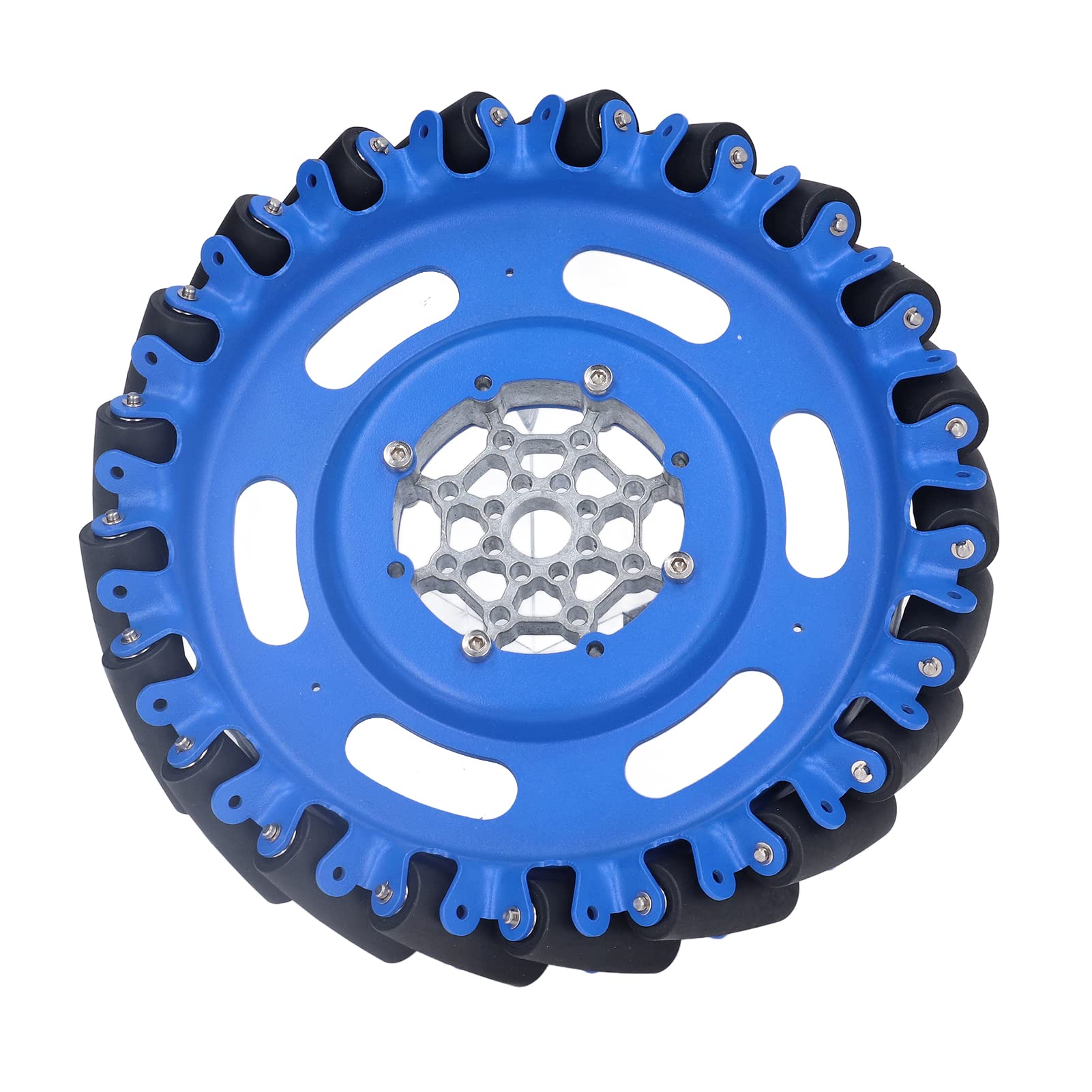 Marhynchus Rueda Omnidireccional Robot de 8 Pulgadas Rueda Omnidireccional SPCC Rodillos de TPU de Aluminio y Acero Movimiento de 45 Grados Ancho de 40 Mm para Robots Pequeños Piezas de Chasis de