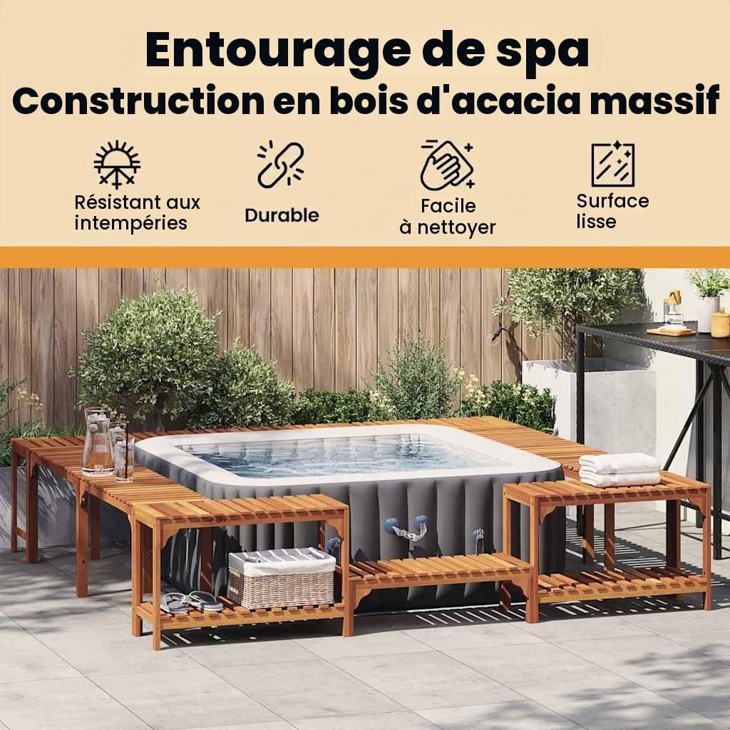 vidaXL Entourage de Bain à remous Bois d'Acacia Massif Marron