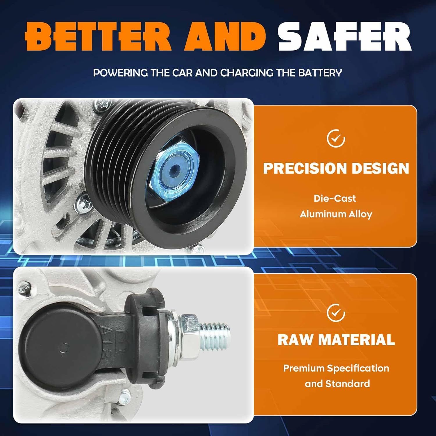 New Alternator 3.5 3.5L Fit for 2007-2010 Nissan Altima, for 2009-2014 Murano 3.5L, for 2009 2010 Maxima, for 2011-2017 Quest, V6 3.5L 12V 130A, 11341, 23100-1AA1A, 23100-1AA1B, 213-9665, 334-2778