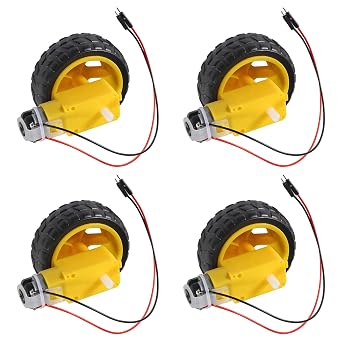 4PCS TT Motor DC 3-6V Gearbox Motor Dual Shaft 200RPM Ratio 148 Motor with Tire Wheel Kit for Arduino DIY Smart Car Robot