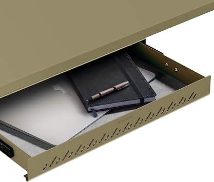 Desktronic Under Desk Drawer Hidden Under-Desk Storage Organizer, Easy Install, Large Capacity Metal Sliding Drawer for Home Office, Standing Desk & Workstation Green