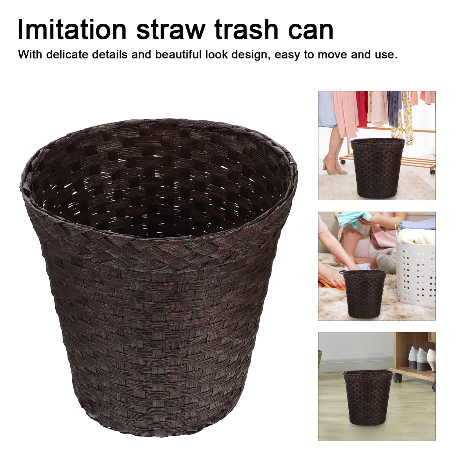 Alipis Cestino per Bagno in Materiale Resistente Contenitore per Rifiuti Paglia Cestino per Ufficio e Multiuso Facile da Spostare e Utilizzare