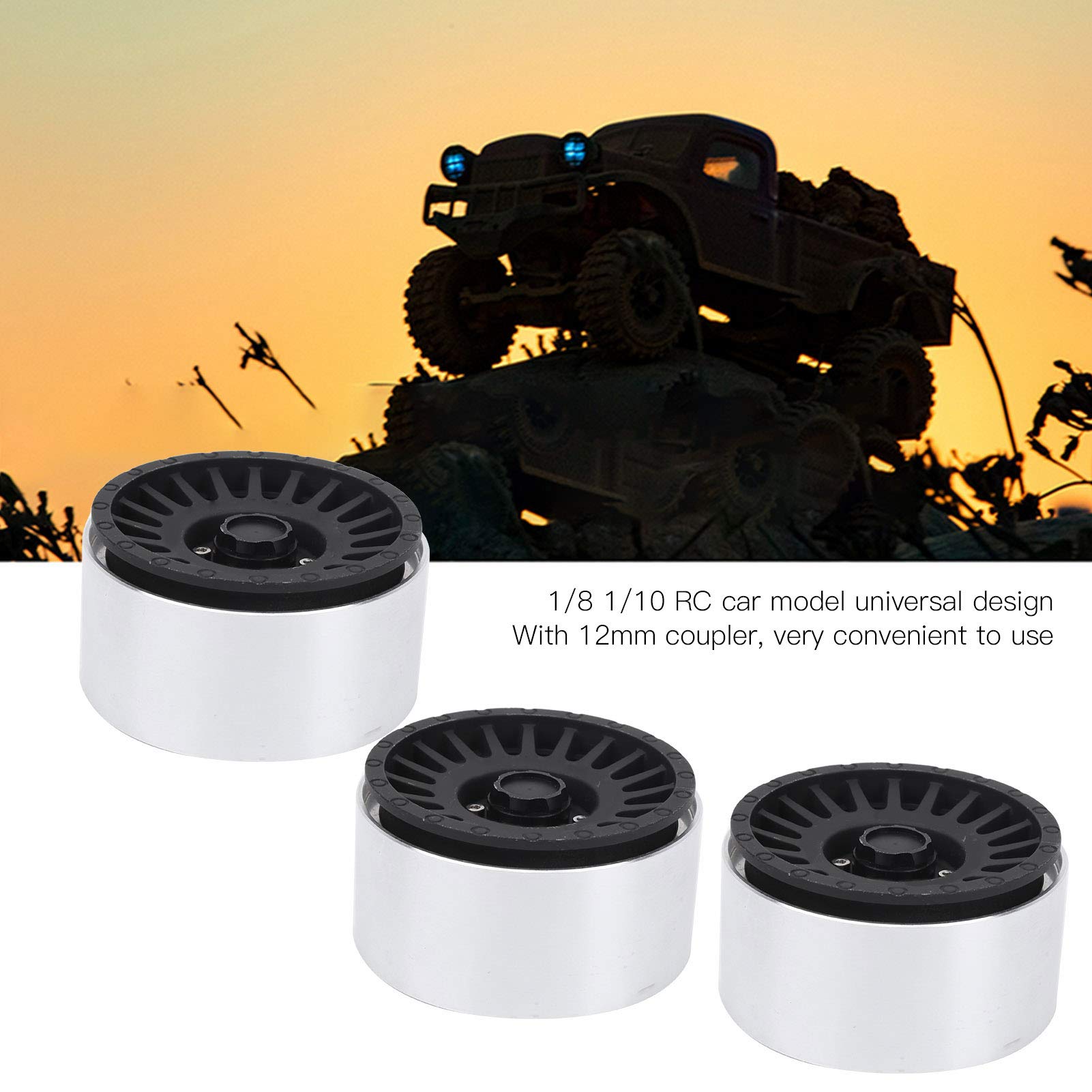 RC Metalowa Piasta Koła Silna odporność na korozję 1/8 1/10 RC Samochód CNC Gąsienica Piasta Koła dla SCX10 Akcesoria 4 Sztuk (Czarny)