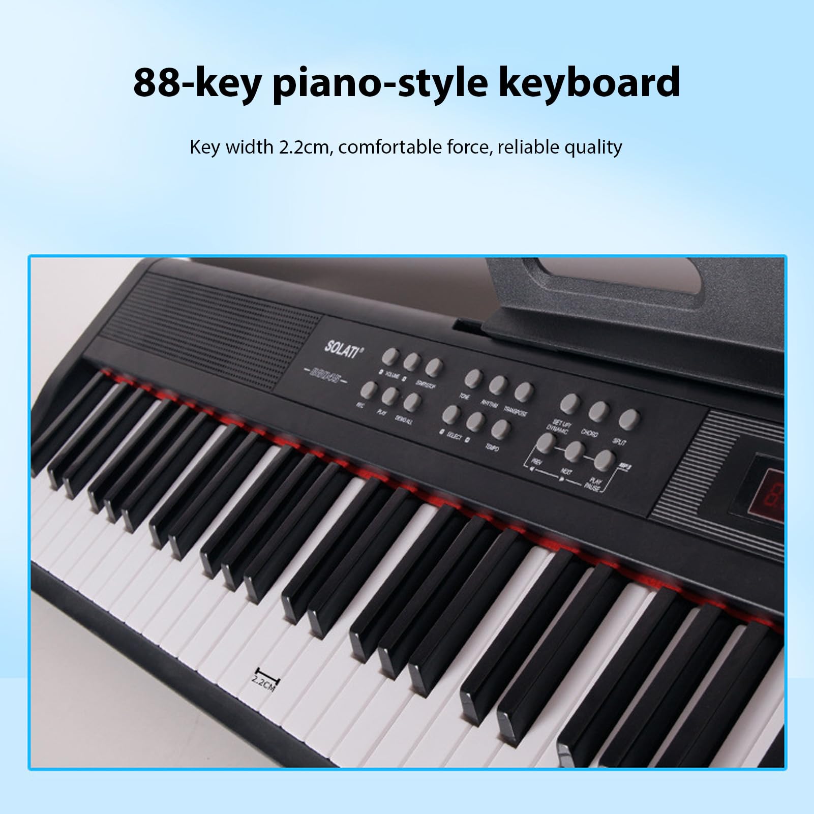 Fafeicy Digitalpiano mit 88 Tasten, Vollwertiger Gewichteter Tastatur, 900 Klangfarben, 700 Rhythmen, 110 Demo-Songs, Bluetooth-MIDI-Unterstützung für Anfänger und Profis (EU-Stecker)
