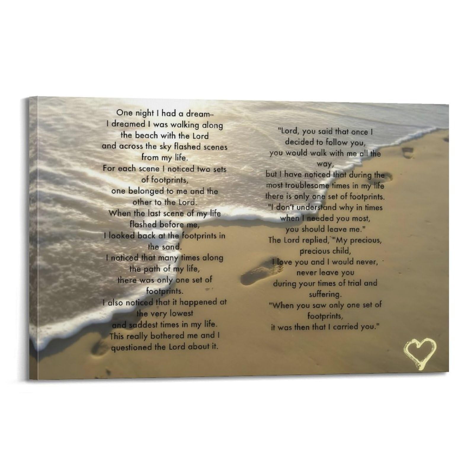 xiaoxiaoshen Footprints In The Sand Painting Poem Canvas Poster Wall Art Prints Room Aesthetic Murals Bedroom And Living Decorations 20x30inch(50x75cm)