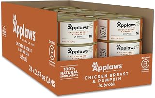Natural Wet Cat Food, 24 Count, Limited Ingredient Canned Wet Cat Food, Chicken with Pumpkin in Broth, 2.47oz Cans