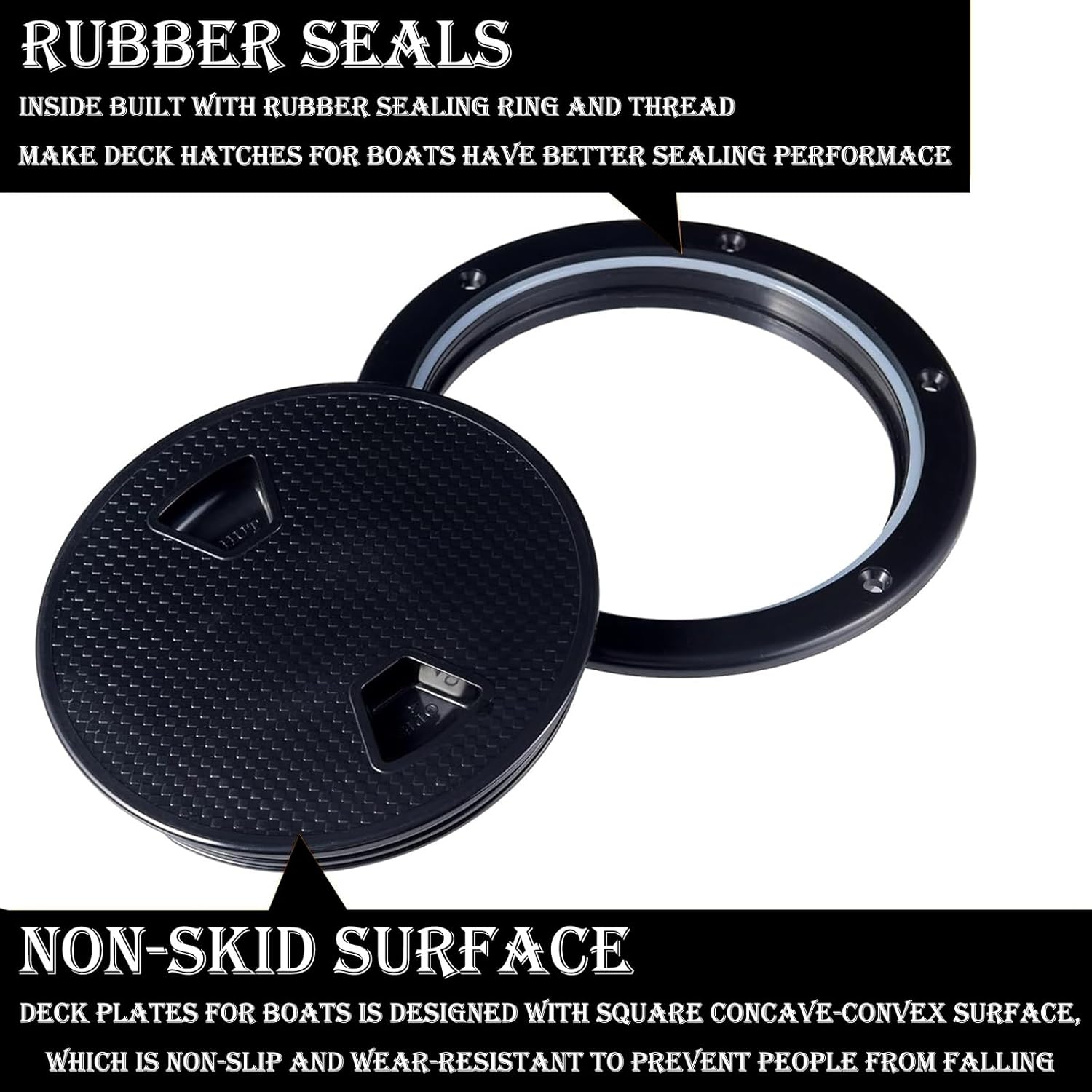 2 Pcs Round Non-Slip Inspection Hatch, Marine Deck Plate with Detachable Cover for Boats, Ships, RVs, and Outdoor Facilities