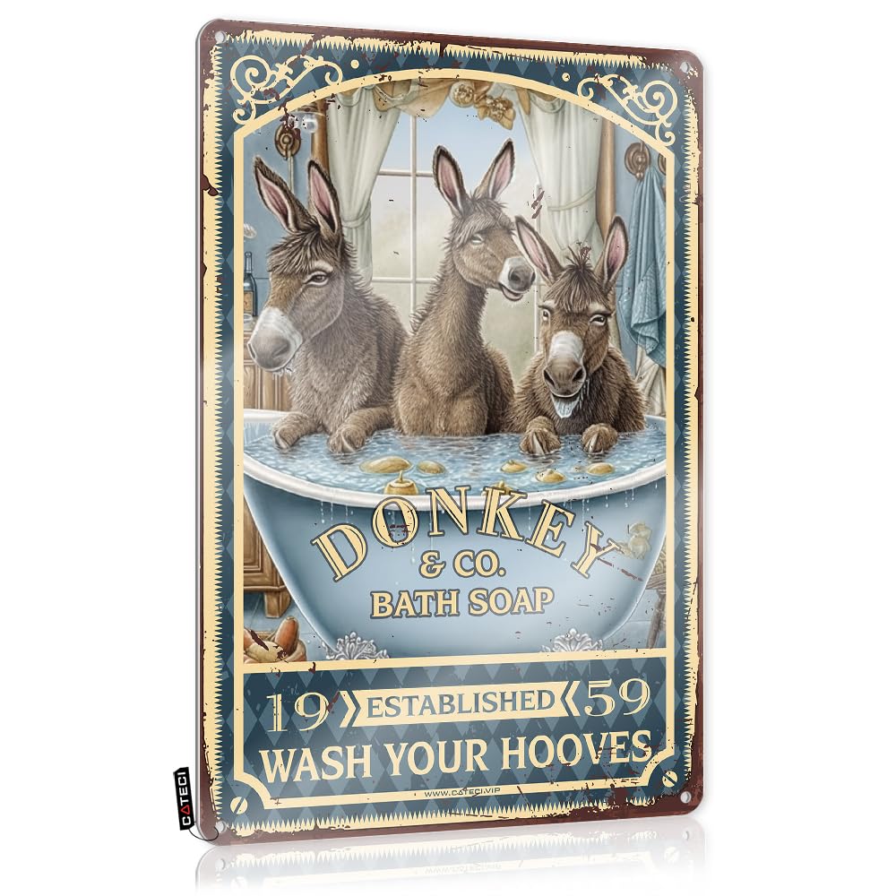 MWFKKADDB Stuff For Your Room Donkey Bath Soap Wash Your Hooves Tin Sign Garden Wall Decor For Outsideretro Decorkitchen Decorbedroom For Women Personalized Bar Signs Outdoor Signs And Decor(30X40CM)
