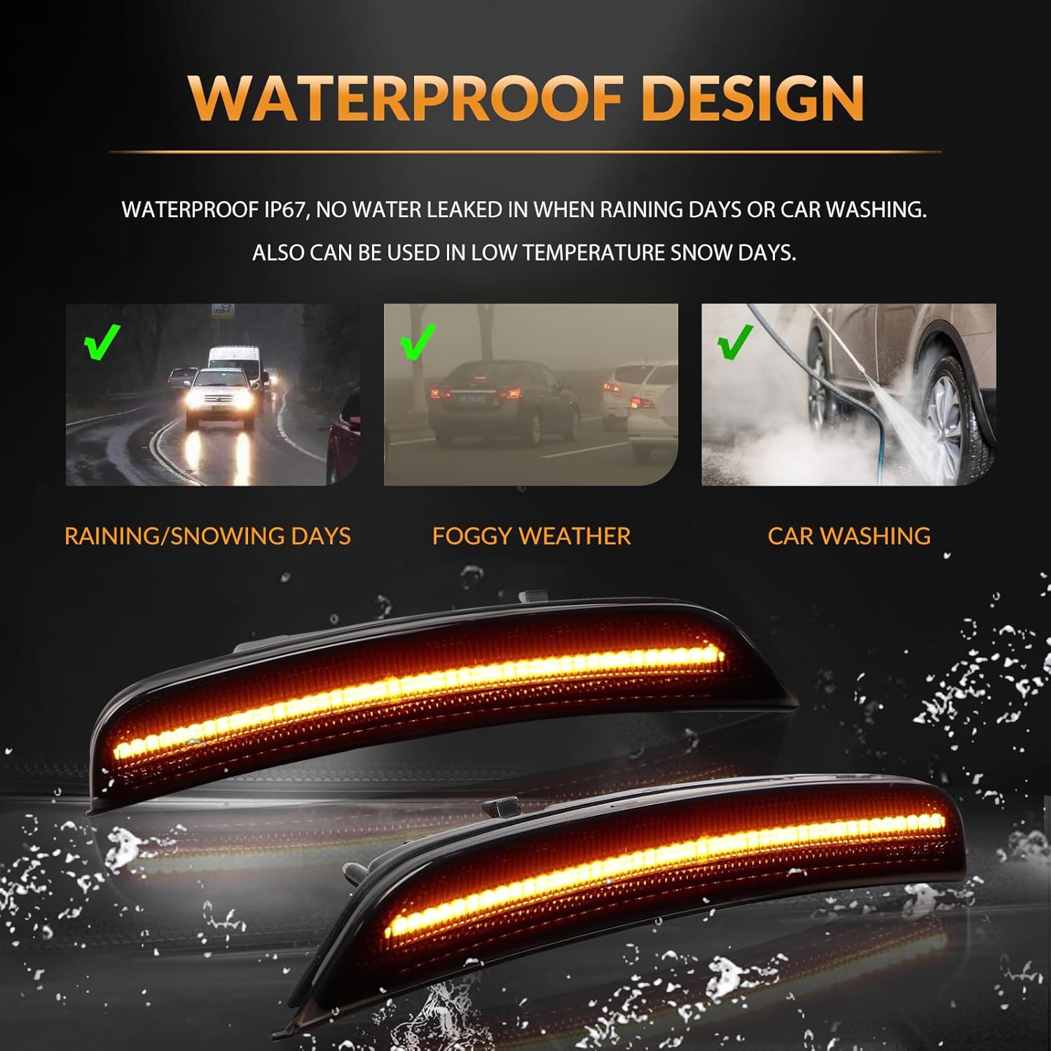 LED Side Marker Lights for 2021 2022 2023 2024 2025 Dodge Durango Front Bumper Marker Lamp Reflectors 2PCS, Smoked Len (Amber)