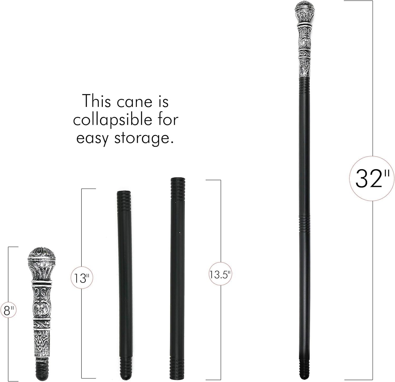 Skeleteen Antique Silver Walking Cane - Elegant Vintage Prop Stick Dress Pimp Canes Costume Accessories for Adults and Kids … : Clothing, Shoes & Jewelry