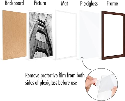 Vista 516 de Americanflat Portarretratos de 5 x 6 pulgadas con plexiglás pulido, juego de 5 portarretratos de 2 x 3 pulgadas con paspartú o para fotos de 5 x 6